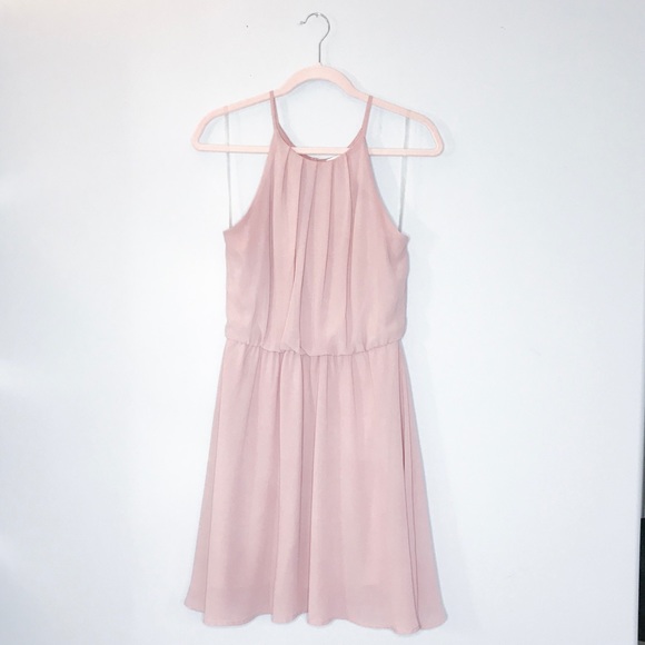 Lush Blouson Chiffon Mauve Skater Dress - Picture 4 of 8